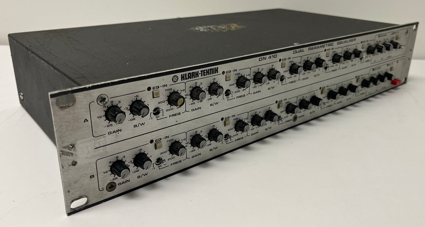 Klark Teknik DN410 Dual Parametric Equalizer, Klark Teknik Dual EQ, Parametric Equalizer, Analog Parametric EQ, Klark Teknik Analog EQ, We Sell Professional Audio Equipment. Audio Systems, Amplifiers, Consoles, Mixers, Electronics, Entertainment, Live Sound