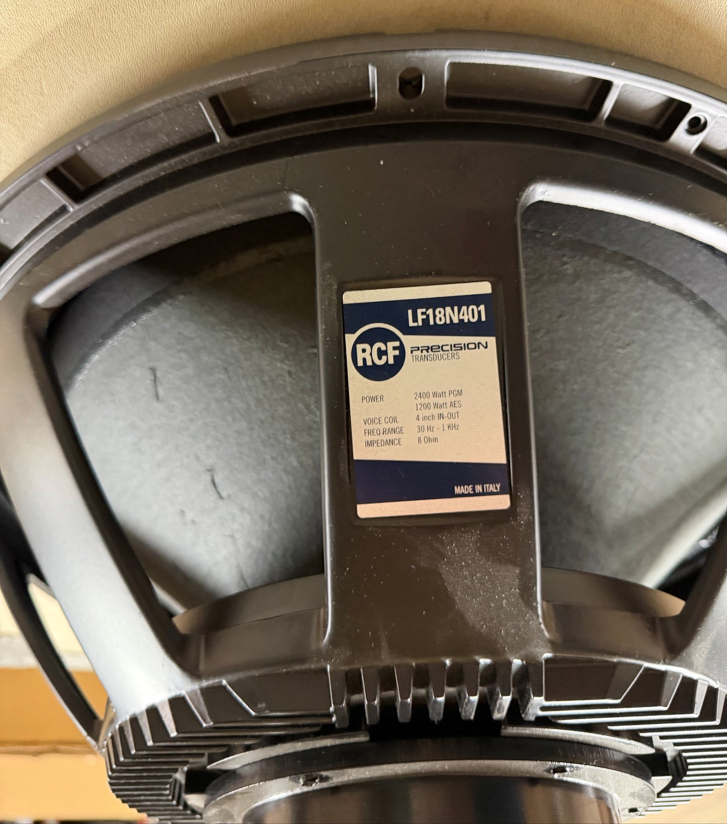 RCF LF18N401 18” Woofer, RCF LF18N401, LF18N401 Speaker, RCF 18” Woofer, RCF 18” Woofer Driver. We Sell Professional Audio Equipment. Audio Systems, Amplifiers, Consoles, Mixers, Electronics, Entertainment, Live Sound.