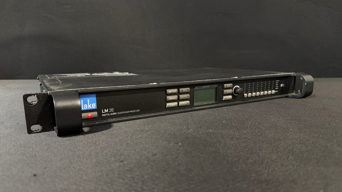 Lake LM26 Digital Audio Loudspeaker Processor, Lake LM26, LM26 Speaker Processor, Lake LM26 Processor, Lake Loudspeaker Management. We Sell Professional Audio Equipment. Audio Systems, Amplifiers, Consoles, Mixers, Electronics, Entertainment, Live Sound.
