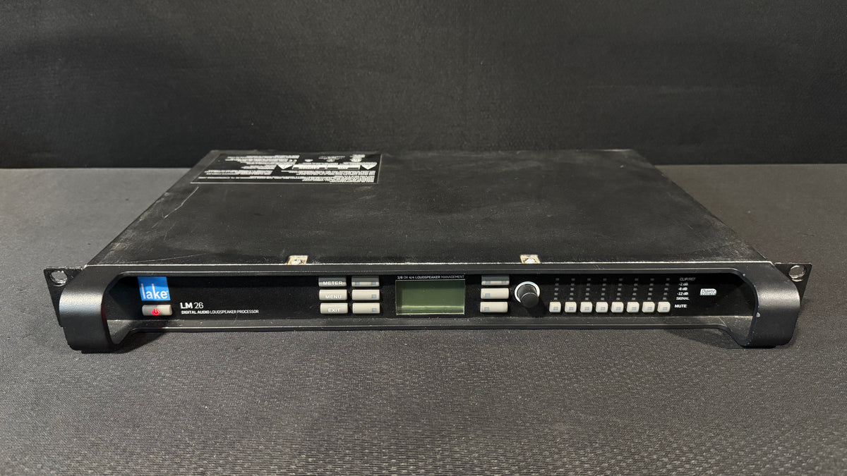 Lake LM26 Digital Audio Loudspeaker Processor, Lake LM26, LM26 Speaker Processor, Lake LM26 Processor, Lake Loudspeaker Management. We Sell Professional Audio Equipment. Audio Systems, Amplifiers, Consoles, Mixers, Electronics, Entertainment, Live Sound.
