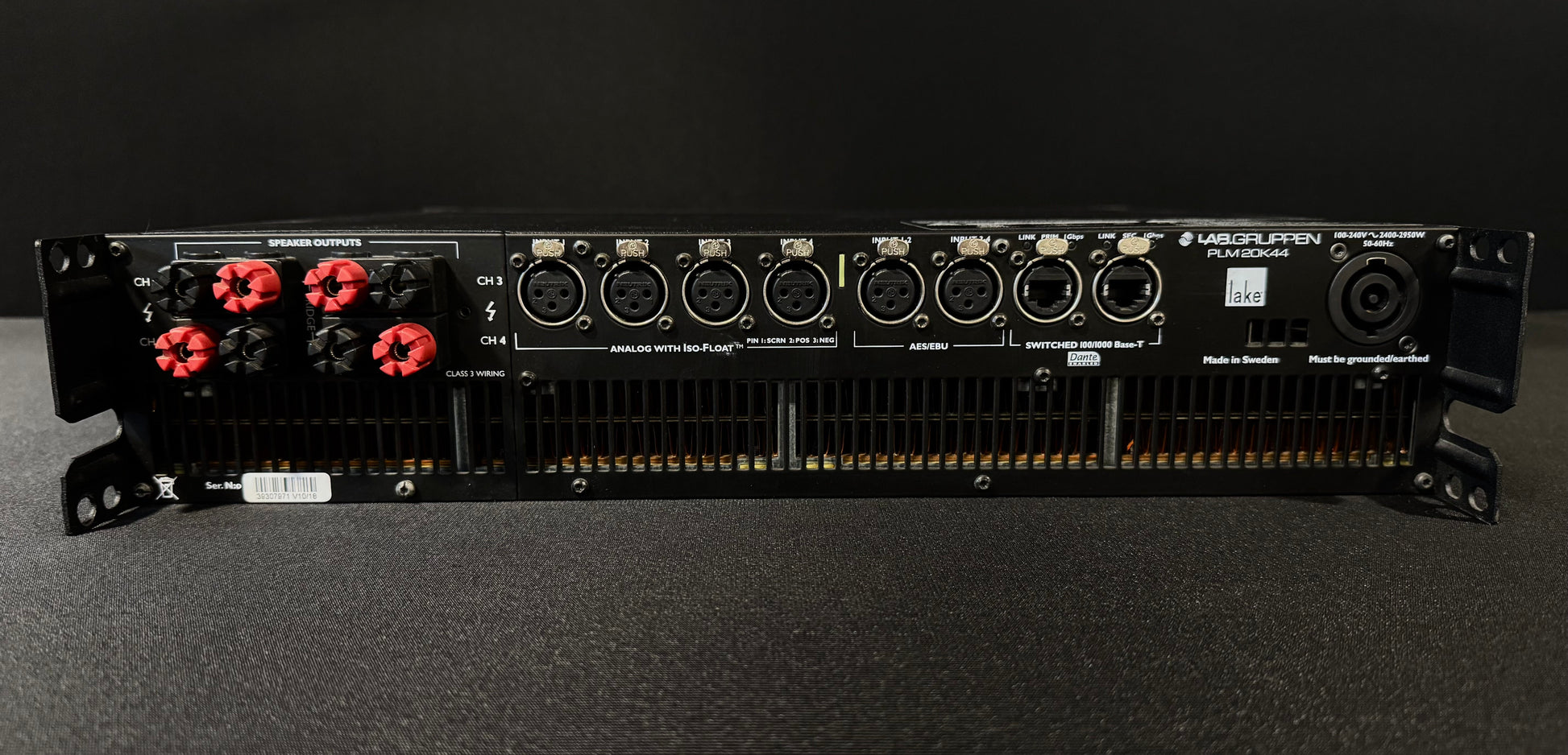 Lab Gruppen 20K44, 20K44 Amplifier, 20K44 Amp, Used 20K44 Amplifier, Used Lab Gruppen 20K44, Amp with Lake Processing, Lab Gruppen 4 Channel Amplifier, Pro Audio 4 Channel Amplifier, Pro Audio Amplifier, 4 Channel Pro Audio Amplifier, We Sell Professional Audio Equipment. Audio Systems, Amplifiers, Consoles, Mixers, Electronics, Entertainment, Live Sound.