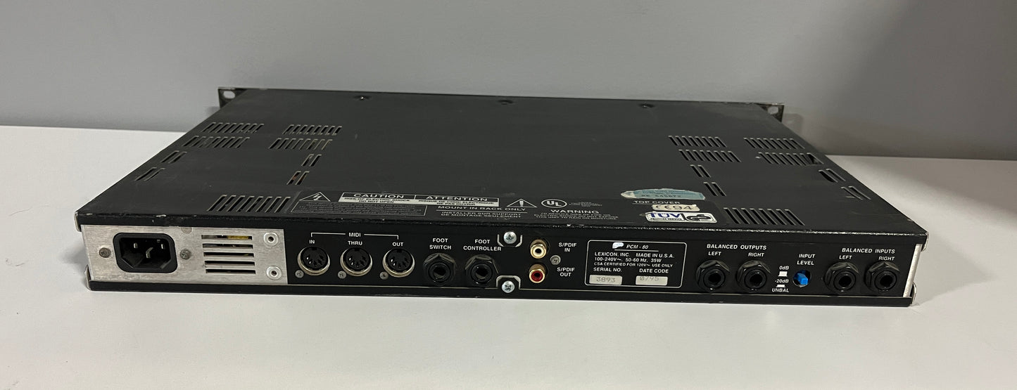 Lexicon Digital Effects Processor, Lexicon PCM 80, Digital Effects Processor, Reverb/Effects, Lexicon Effects Processor. We Sell Professional Audio Equipment. Audio Systems, Amplifiers, Consoles, Mixers, Electronics, Entertainment, Live Sound.