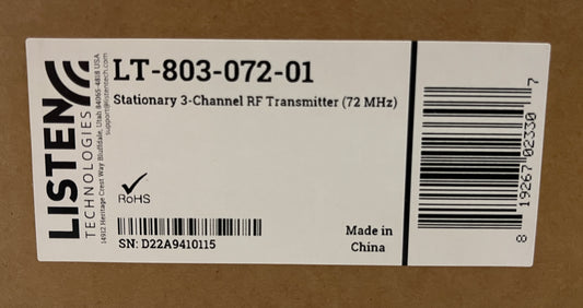 Listen Technologies LT-803-072-01, Listen Technologies 3-Channel RF Transmitter, Listen Technologies LT-803-072-01 RF Transmitter, We Sell Professional Audio Equipment. Audio Systems, Amplifiers, Consoles, Mixers, Electronics, Entertainment, Live Sound