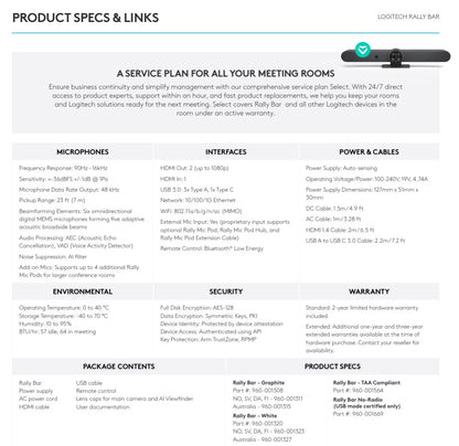 Logitech RALLY Bar, Logitech Video Bar, Video Conferencing Camera Bar Logitech, Logitech RALLY Bar Graphite, Logitech 60-001308, We Sell Professional Audio Equipment. Audio Systems, Amplifiers, Consoles, Mixers, Electronics, Entertainment, Live Sound