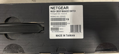 Netgear M4250 Switch, 12 Port Switch Netgear, MSM4214X-100NAS Netgear 12 Port Managed Switch, We Sell Professional Audio Equipment. Audio Systems, Amplifiers, Consoles, Mixers, Electronics, Entertainment, Live Sound