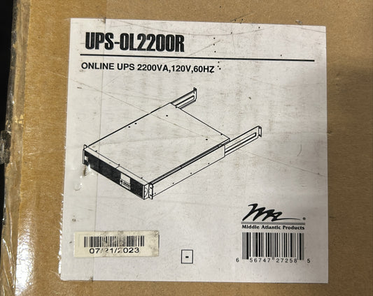 Middle Atlantic 2200VA UPS, Middle Atlantic UPS-OL2200R, Middle Atlantic UPS Backup Power 2 RU, We Sell Professional Audio Equipment. Audio Systems, Amplifiers, Consoles, Mixers, Electronics, Entertainment, Live Sound