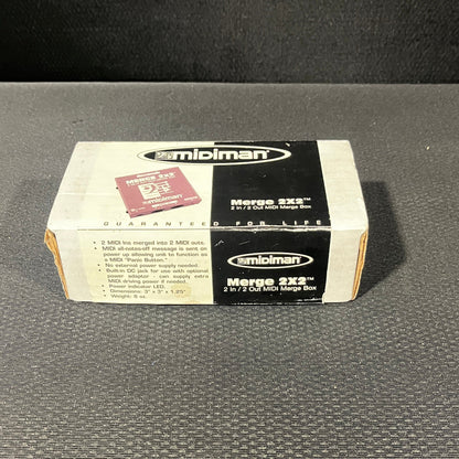 Midiman Merge 2x2 Midi Merge Box, Midiman Merge Box, Midi Merge Box, 2x2 Merge Box, Pink Midiman Merge Box. We Sell Professional Audio Equipment. Audio Systems, Amplifiers, Consoles, Mixers, Electronics, Entertainment, Live Sound.