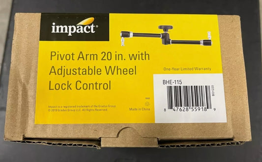 Impact Pivot Arm 20" w Adjustable Wheel Lock Control, NIB, BHE-115, Lot of 2. We Sell Professional Audio Equipment. Audio Systems, Amplifiers, Consoles, Mixers, Electronics, Entertainment and Live Sound.