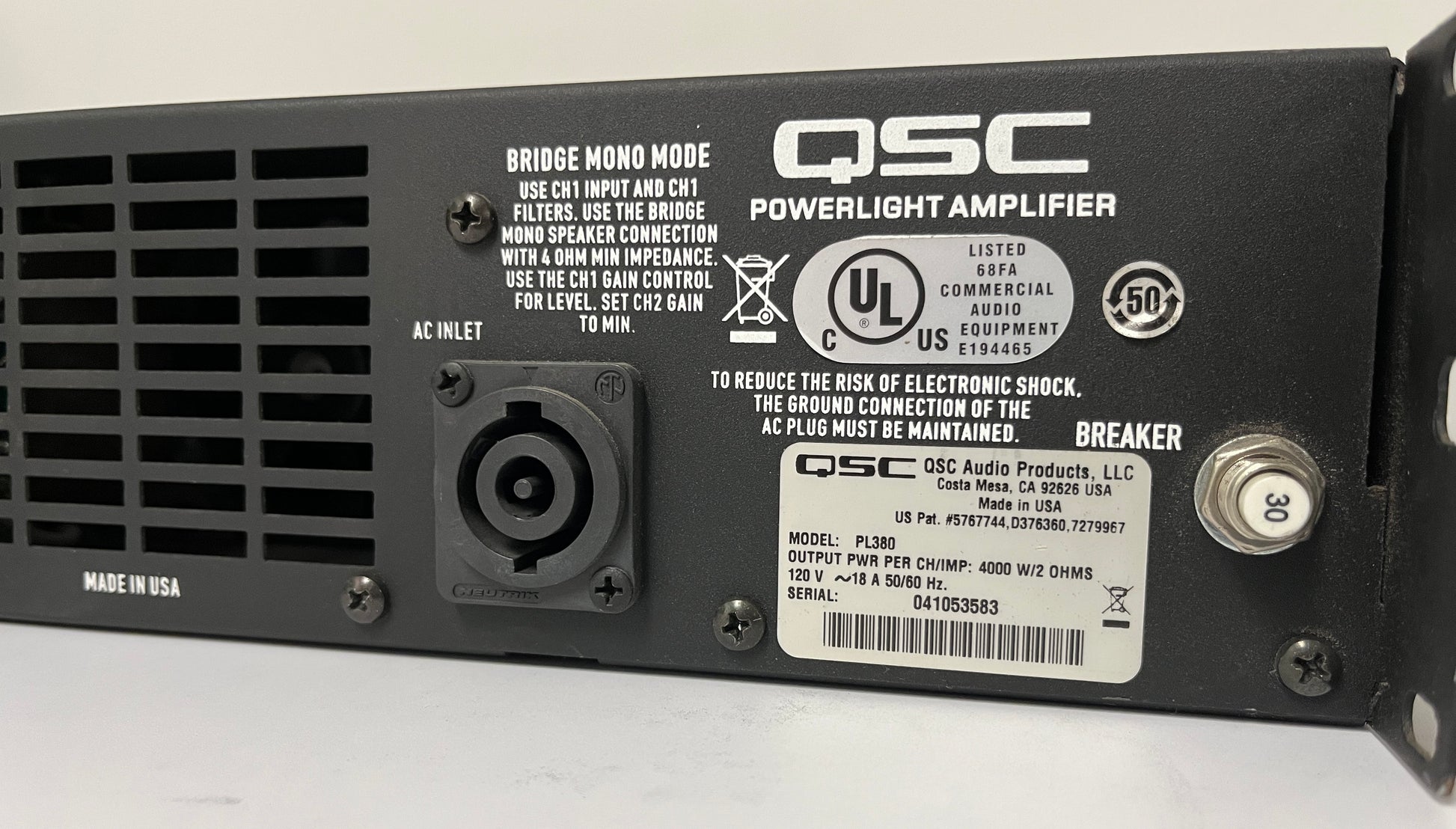 QSC PL380 Powerlight 3 Series Power Amplifier, QSC PL380 Amplifier, QSC PL380, QSC 2-Channel Power Amplifier, QSC PL380 2-Channel, We Sell Professional Audio Equipment. Audio Systems, Amplifiers, Consoles, Mixers, Electronics, Entertainment, Live Sound