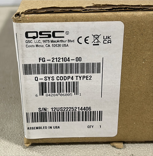 QSC Q-SYS CODP4 Card, Q-SYS 4-Channel Output Card, QSC 2x Dataport Output Card, We Sell Professional Audio Equipment. Audio Systems, Amplifiers, Consoles, Mixers, Electronics, Entertainment, Live Sound.