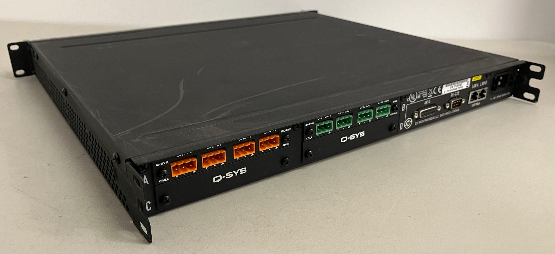 QSC Q-SYS I/O Frame, QSC I/O Frame Type 2, QSC Q-SYS I/O Frame Cards, Q-SYS CIML4 Card, Q-SYS COL4 Card, We Sell Professional Audio Equipment. Audio Systems, Amplifiers, Consoles, Mixers, Electronics, Entertainment, Live Sound