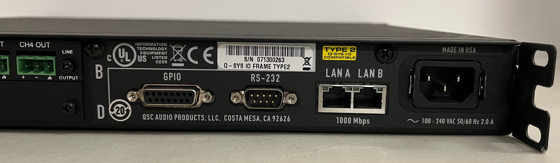 QSC Q-SYS I/O Frame, QSC I/O Frame Type 2, QSC Q-SYS I/O Frame Cards, Q-SYS CIML4 Card, Q-SYS COL4 Card, We Sell Professional Audio Equipment. Audio Systems, Amplifiers, Consoles, Mixers, Electronics, Entertainment, Live Sound