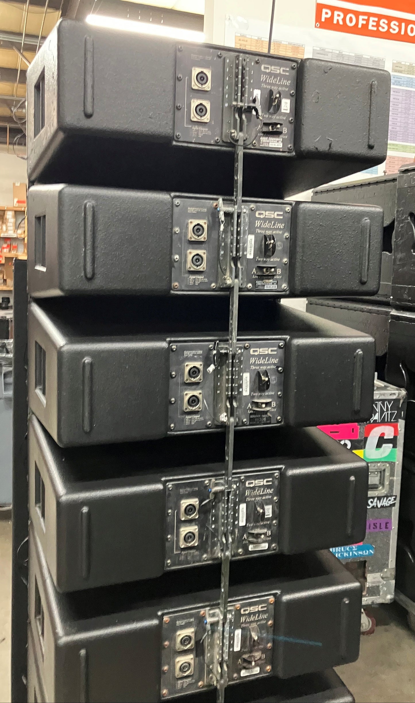 QSC Wideline WL2102 Line Array Enclosure, QSC Dual 10" Speaker, QSC Wideline Speaker, QSC ACE WL2102 Line Array Enclosure, Affordable Used Line Array Boxes, QSC Line Array Speakers, We Sell Professional Audio Equipment. Audio Systems, Amplifiers, Consoles, Mixers, Electronics, Entertainment, Live Sound