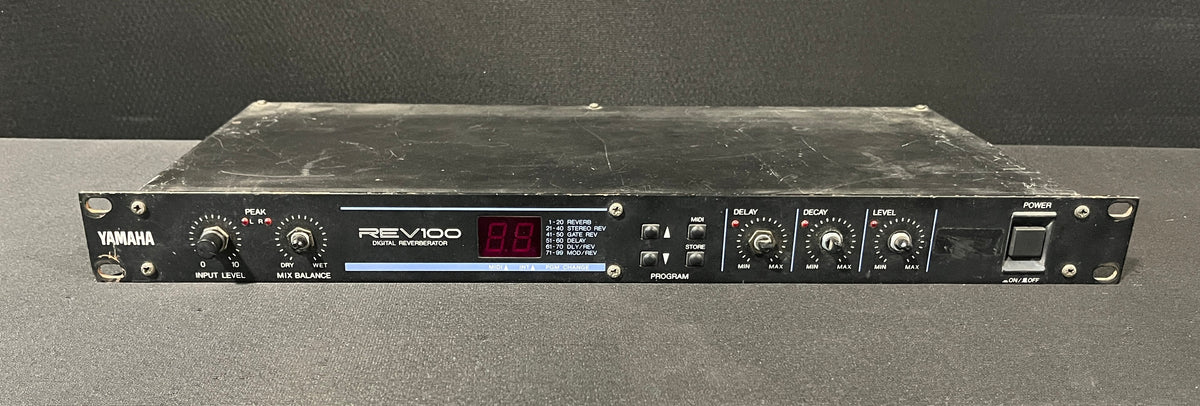 Yamaha REV100 Digital Reverberator, Yamaha REV100, REV100, REV100 Reverb, Yamaha Rack Effects. We Sell Professional Audio Equipment. Audio Systems, Amplifiers, Consoles, Mixers, Electronics, Entertainment, Live Sound.