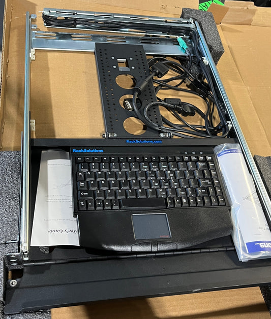 RackSolutions 2U Rack-Mount Sliding KVM/Monitor Tray, RackSolutions KVM/Monitor Tray, Rackmount Keyboard, Sliding KVM/Monitor Tray, 2RU Sliding Monitor/KVM Tray. We Sell Professional Audio Equipment. Audio Systems, Amplifiers, Consoles, Mixers, Electronics, Entertainment, Live Sound.