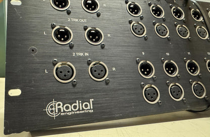 Radial Engineering 16 Input I/O Panel for Venue FOH Rack, Radial Engineering I/O Panel, 16 Input/Output Panel, Radial Engineering Patchbay, Radial Engineering Panel. We Sell Professional Audio Equipment. Audio Systems, Amplifiers, Consoles, Mixers, Electronics, Entertainment, Live Sound.