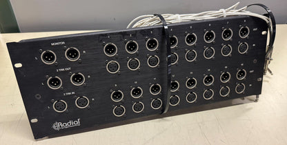 Radial Engineering 16 Input I/O Panel for Venue FOH Rack, Radial Engineering I/O Panel, 16 Input/Output Panel, Radial Engineering Patchbay, Radial Engineering Panel. We Sell Professional Audio Equipment. Audio Systems, Amplifiers, Consoles, Mixers, Electronics, Entertainment, Live Sound.
