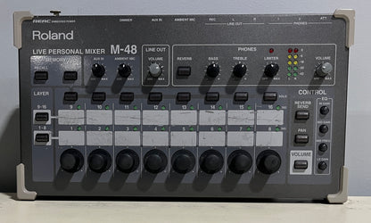 Roland M-48 Live Personal Mixer, Roland M-48, Roland Personal Mixer, M48 Mixer, Roland M48 Personal Mixer. We Sell Professional Audio Equipment. Audio Systems, Amplifiers, Consoles, Mixers, Electronics, Entertainment, Live Sound.