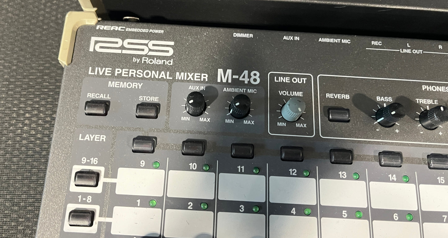 Roland M-48 Live Personal Mixer, Roland M-48, Roland Personal Mixer, M48 Mixer, Roland M48 Personal Mixer. We Sell Professional Audio Equipment. Audio Systems, Amplifiers, Consoles, Mixers, Electronics, Entertainment, Live Sound.