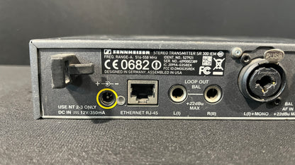 Sennheiser Evolution G3 SR 300 IEM Single Stereo Transmitter, Sennheiser SR 300 IEM, Sennheiser SR 300 IEM A Band, Sennheiser SR 300 IEM 516-558 MHz, Sennheiser G3 Transmitter. We Sell Professional Audio Equipment. Audio Systems, Amplifiers, Consoles, Mixers, Electronics, Entertainment, Live Sound.