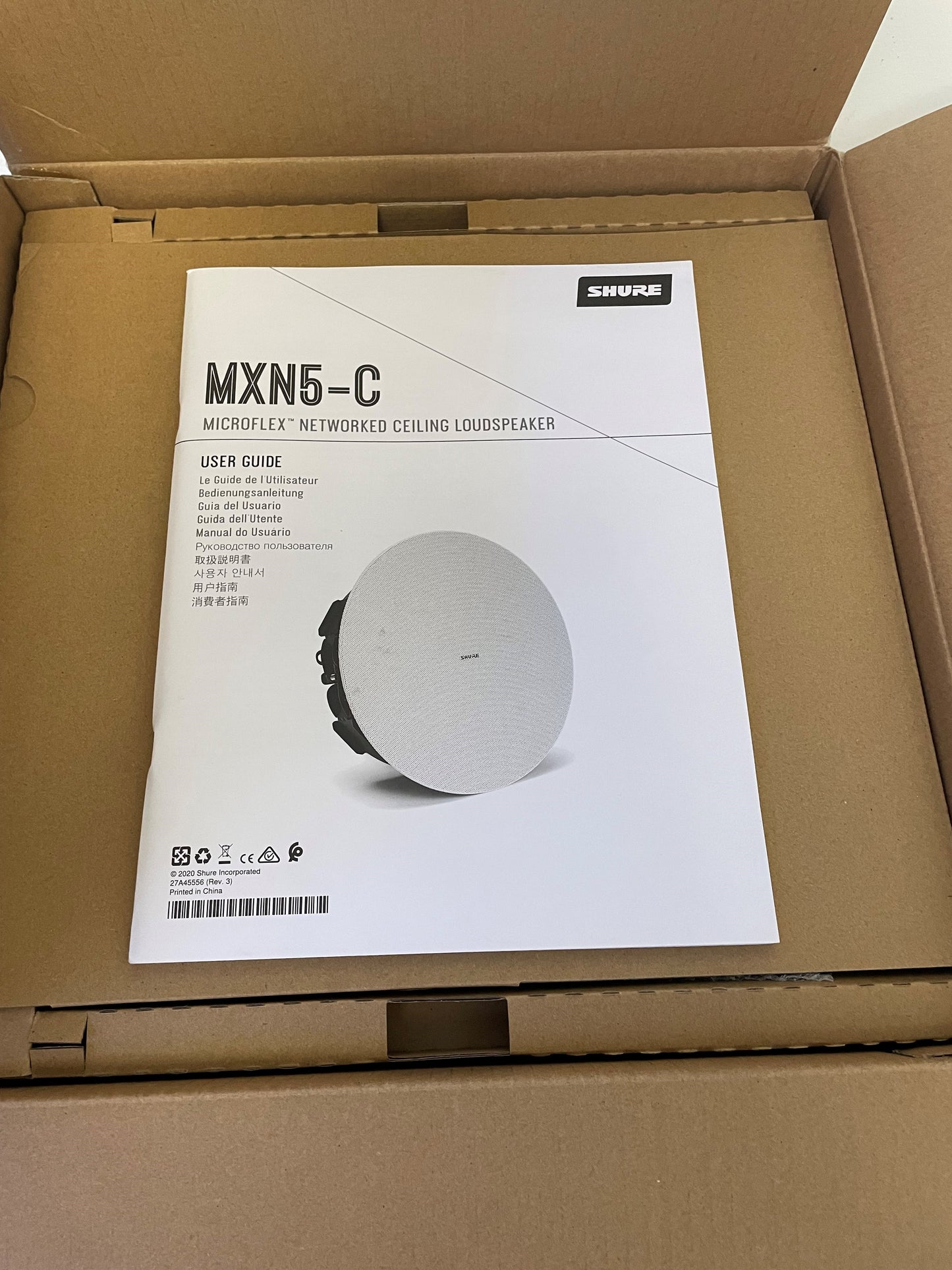 New Shure MXN5-C Microflex Networked Ceiling Speaker for Sale. We Sell Professional Audio Equipment. Audio Systems, Amplifiers, Consoles, Mixers, Electronics, Entertainment and Live Sound.