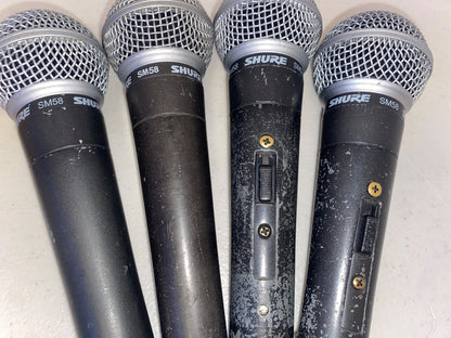 Shure SM58s, Shure SM58 with Switch, Shure SM58 On and Off Switch, Shure SM58 Vocal Mics, Shure SM58, Classic Shure Connectors, We Sell Professional Audio Equipment. Audio Systems, Amplifiers, Consoles, Mixers, Electronics, Entertainment, Live Sound.