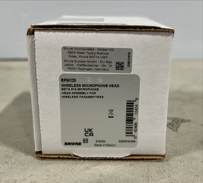 Shure Beta 87A Cartridge, Shure Wireless Beta 87A, Shure RPW120. Shure Mic Capsule, Shure Wireless Mic Capsule, We Sell Professional Audio Equipment. Audio Systems, Amplifiers, Consoles, Mixers, Electronics, Entertainment, Live Sound