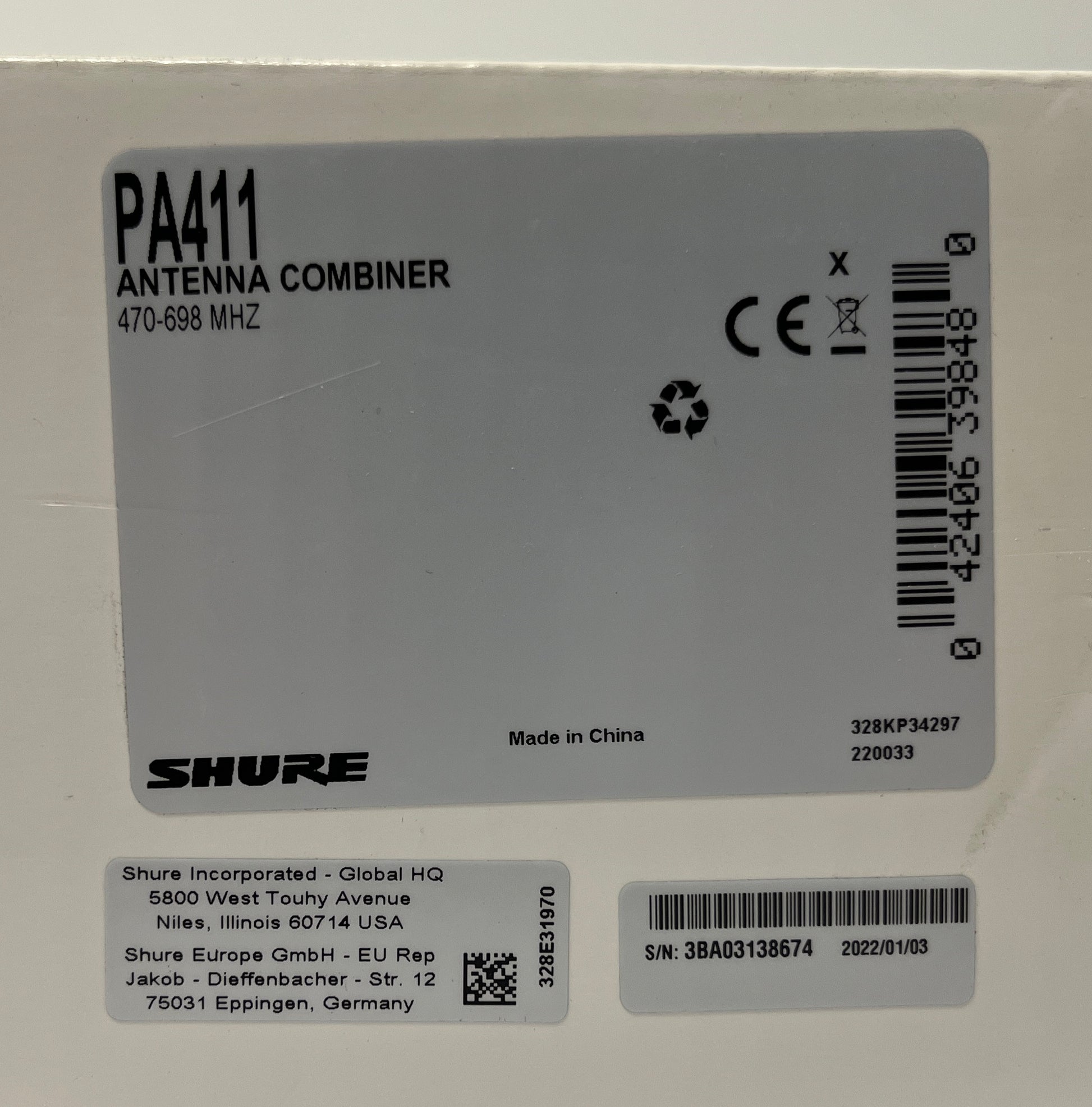 Shure PA411 Antenna Combiner, Shure Antenna Combiner, Shure PA411, Shure PSM 300 Antenna Combiner, We Sell Professional Audio Equipment. Audio Systems, Amplifiers, Consoles, Mixers, Electronics, Entertainment, Live Sound