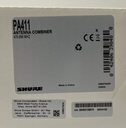 Shure PA411 Antenna Combiner, Shure Antenna Combiner, Shure PA411, Shure PSM 300 Antenna Combiner, We Sell Professional Audio Equipment. Audio Systems, Amplifiers, Consoles, Mixers, Electronics, Entertainment, Live Sound
