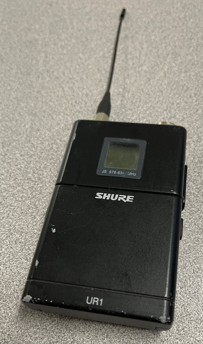 Shure UR1, Shure UR1 J5, Shure Bodypack Transmitter J5, Shure Bodypack Transmitter J5 578-638 MHz, We Sell Professional Audio Equipment. Audio Systems, Amplifiers, Consoles, Mixers, Electronics, Entertainment, Live Sound.
