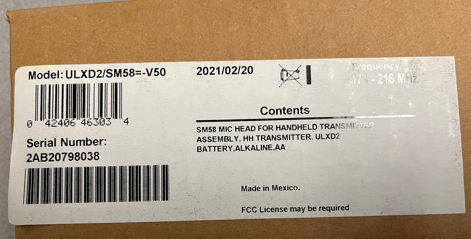 Shure ULXD2 SM58 Wireless Mic, Shure V50 174 - 216 MHz Wireless Mic Transmitter, Shure ULXD2 Wireless Mic, We Sell Professional Audio Equipment. Audio Systems, Amplifiers, Consoles, Mixers, Electronics, Entertainment, Live Sound