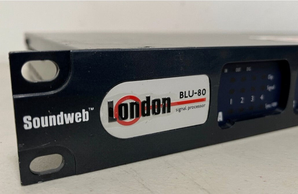 Soundweb London BLU-80 Signal Processor with CobraNet. 					We Sell Professional Audio Equipment. Audio Systems, Amplifiers, Consoles, Mixers, Electronics, Entertainment, Sound, Live.