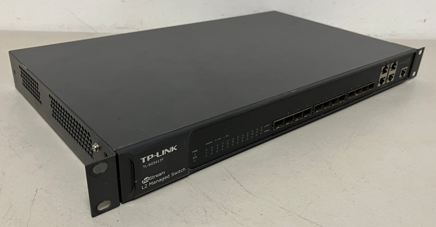 TP-Link Switch, TP-Link SG5412F Switch, TP-Link 4 Combo Ports, TP-Link SFP Switch, SFP Switch, TP-Link Network Switch, TP-Link L2 Managed Gb Switch, We Sell Professional Audio Equipment. Audio Systems, Amplifiers, Consoles, Mixers, Electronics, Entertainment, Live Sound.