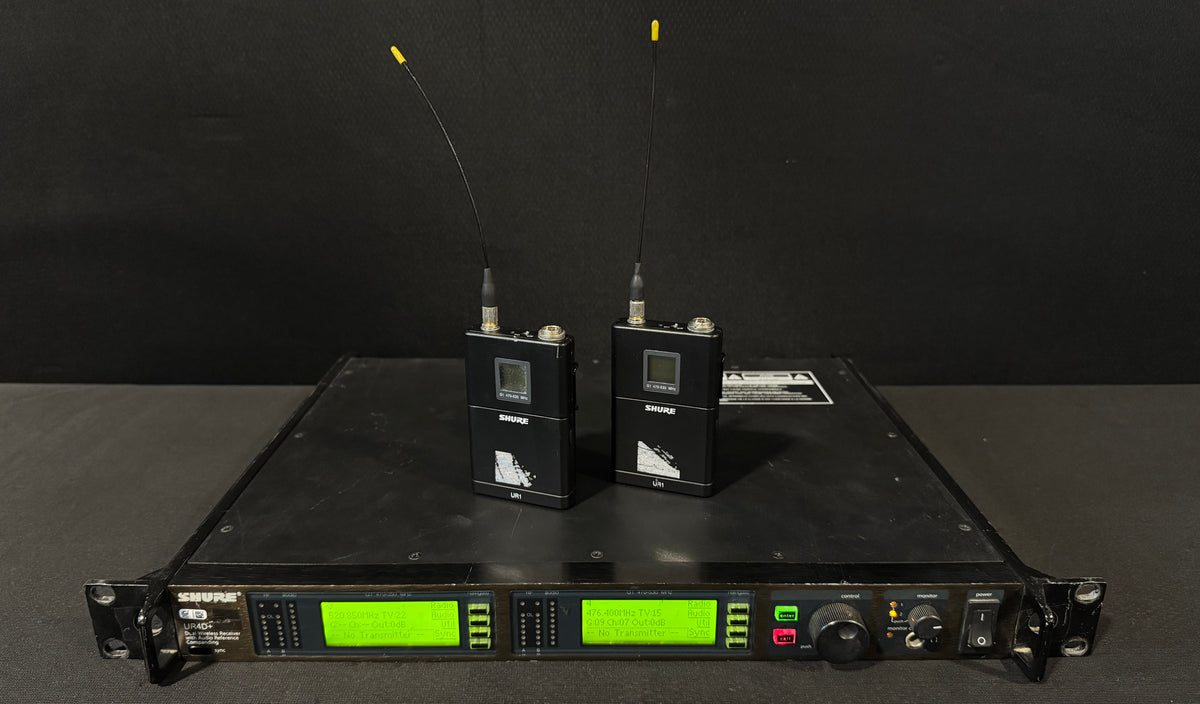 Shure UHF-R Dual Wireless Package, UR4D+, UR1 (G1, 470-530 MHz) Top