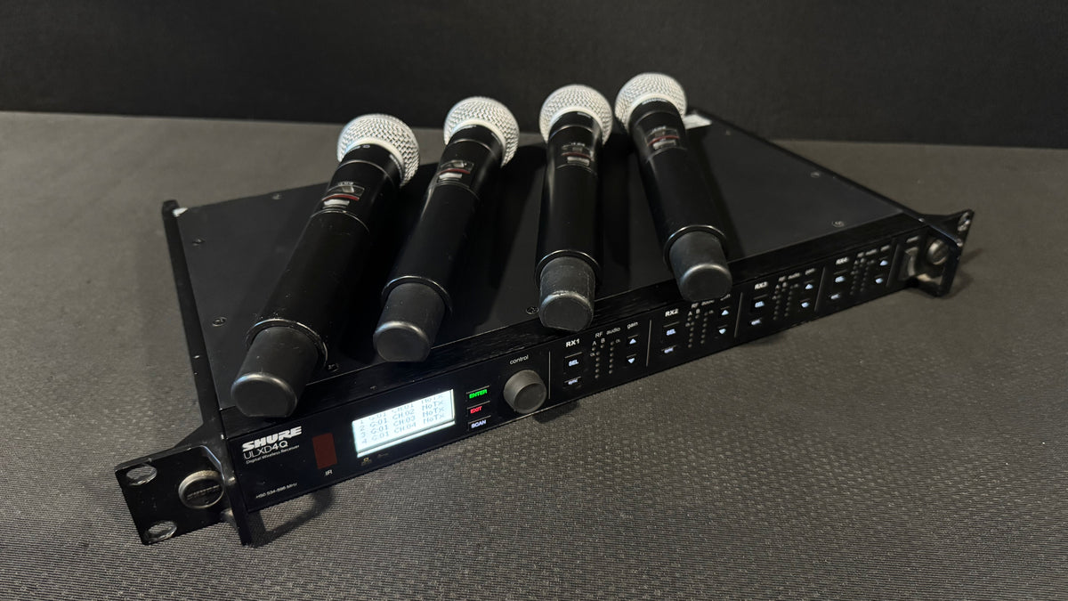 Shure ULX-D Quad Wireless Package, ULXD4Q, ULXD2 (H50, 534-598 MHz) Top Angle