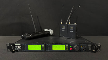 Shure UR4D Dual Receiver Package, Shure UR4D H4, Shure UR4D Package, Shure UR4D with UR1 and UR2, Shure UR4D H4 Band 518-578 MHz. We Sell Professional Audio Equipment. Audio Systems, Amplifiers, Consoles, Mixers, Electronics, Entertainment, Live Sound.