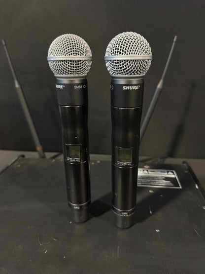 Shure UR4D Dual Receiver Package, Shure UR4D H4, Shure UR4D Package, Shure UR4D with UR1 and UR2, Shure UR4D H4 Band 518-578 MHz. We Sell Professional Audio Equipment. Audio Systems, Amplifiers, Consoles, Mixers, Electronics, Entertainment, Live Sound.
