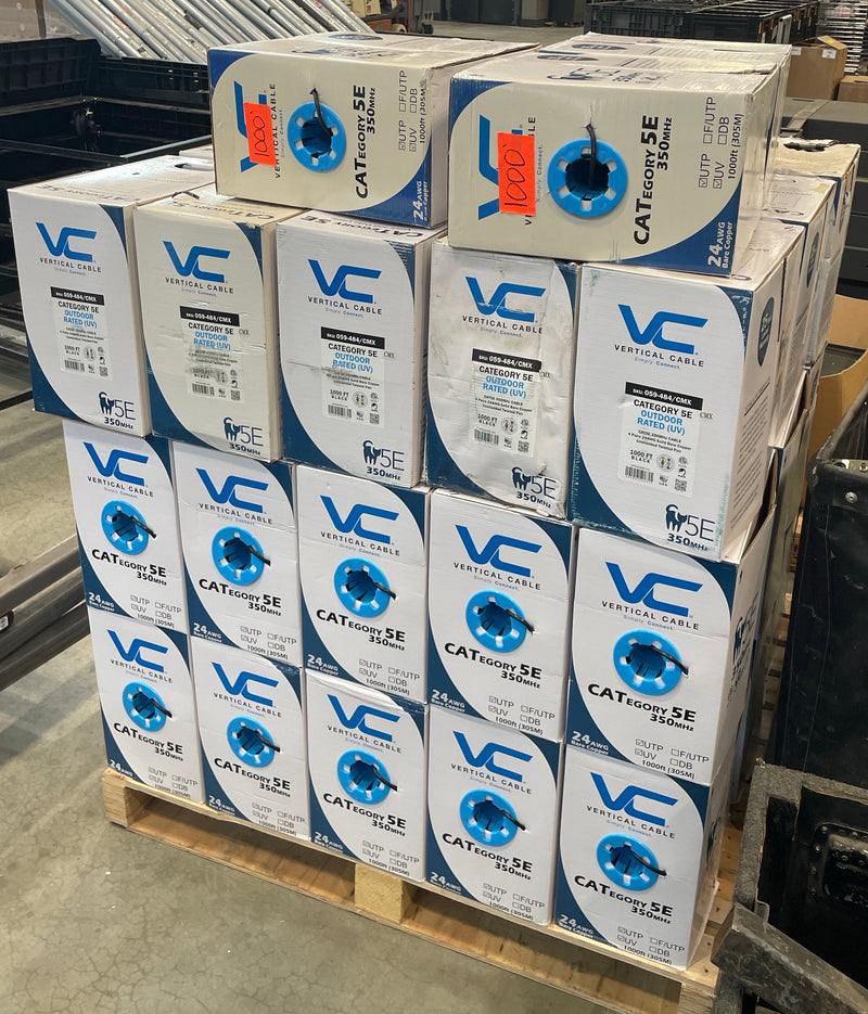 Vertical Cable UTP Cat5e Cable, Vertical Cable Cat5e Cable UV Resistant, Vertical Cable 059-484CMX, 1000 feet Cat5e UV UTP Cable, We Sell Professional Audio Equipment. Audio Systems, Amplifiers, Consoles, Mixers, Electronics, Entertainment, Live Sound