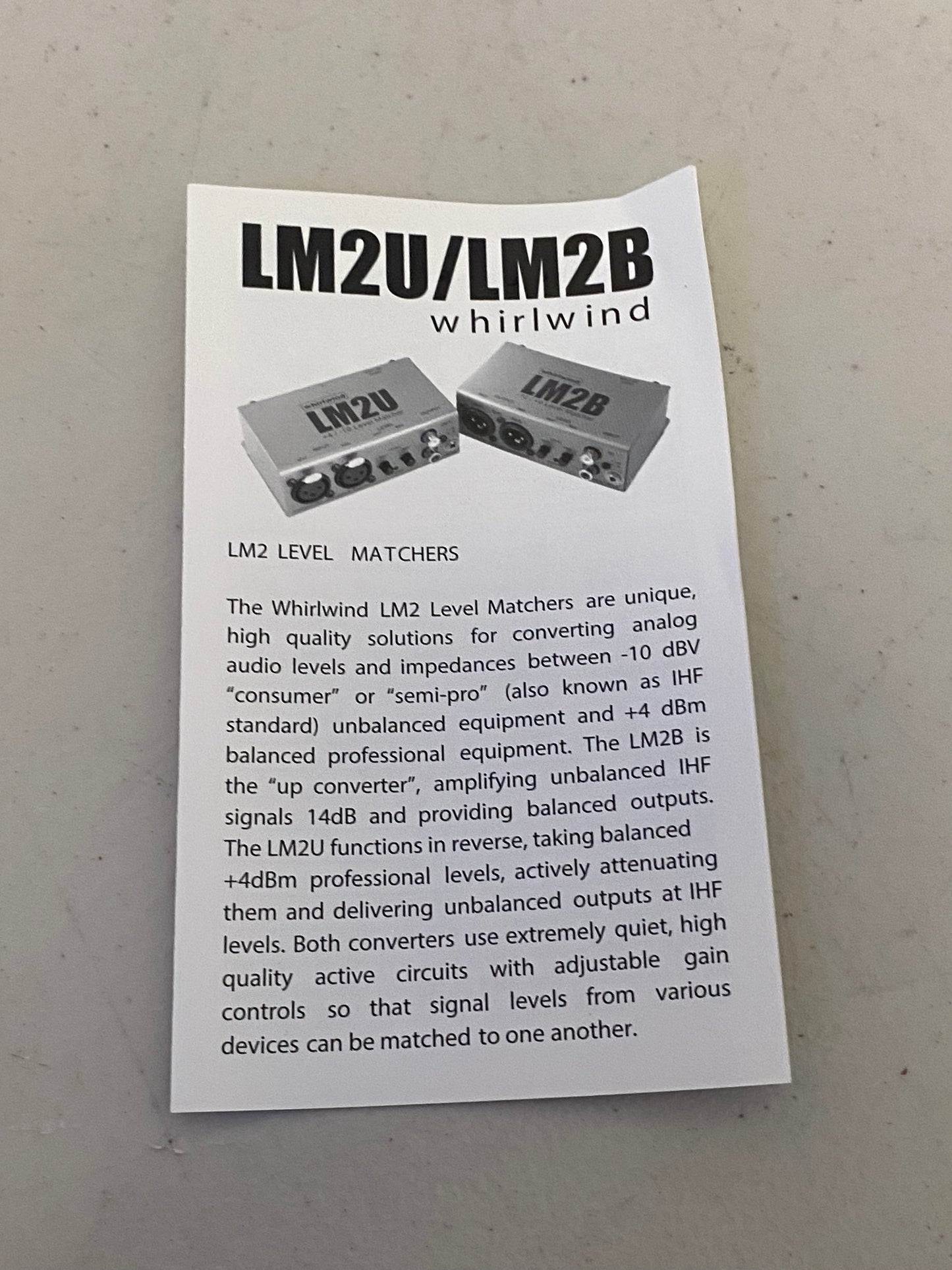 Whirlwind LM2U, Whirlwind LM2U Line Level Converter, Whirlwind Balanced to Unbalanced Line Level Converter, Balance to Unbalance Line Level Converter, We Sell Professional Audio Equipment. Audio Systems, Amplifiers, Consoles, Mixers, Electronics, Entertainment, Live Sound.