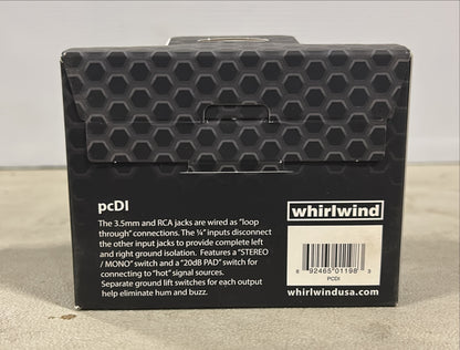 Whirlwind pcDI Direct Box, Whirlwind Direct Box, Whirlwind pcDI, pcDI Direct Box, We Sell Professional Audio Equipment. Audio Systems, Amplifiers, Consoles, Mixers, Electronics, Entertainment, Live Sound