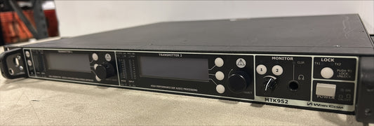 Wisycom Dual Transmitter, Wisycom 407 - 800 MHz, Wisycom MTK952-N-2W0 Dual Transmitter, We Sell Professional Audio Equipment. Audio Systems, Amplifiers, Consoles, Mixers, Electronics, Entertainment, Live Sound
