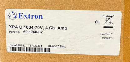 Extron XPA U 1004-70V 4 Ch Amplifier 60-1760-02, Extron XPA U 1004-70V, Extron Power Amplifier, 4 Channel Power Amp, Extron 4 Channel Power Amplifier. We Sell Professional Audio Equipment. Audio Systems, Amplifiers, Consoles, Mixers, Electronics, Entertainment, Live Sound.