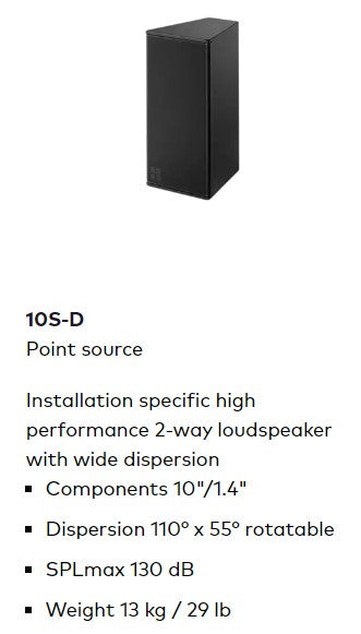 Pre-owned d&b 10S-D Speaker with Mounting Bracket for Sale. 					We Sell Professional Audio Equipment. Audio Systems, Amplifiers, Consoles, Mixers, Electronics, Entertainment, Sound, Live.
