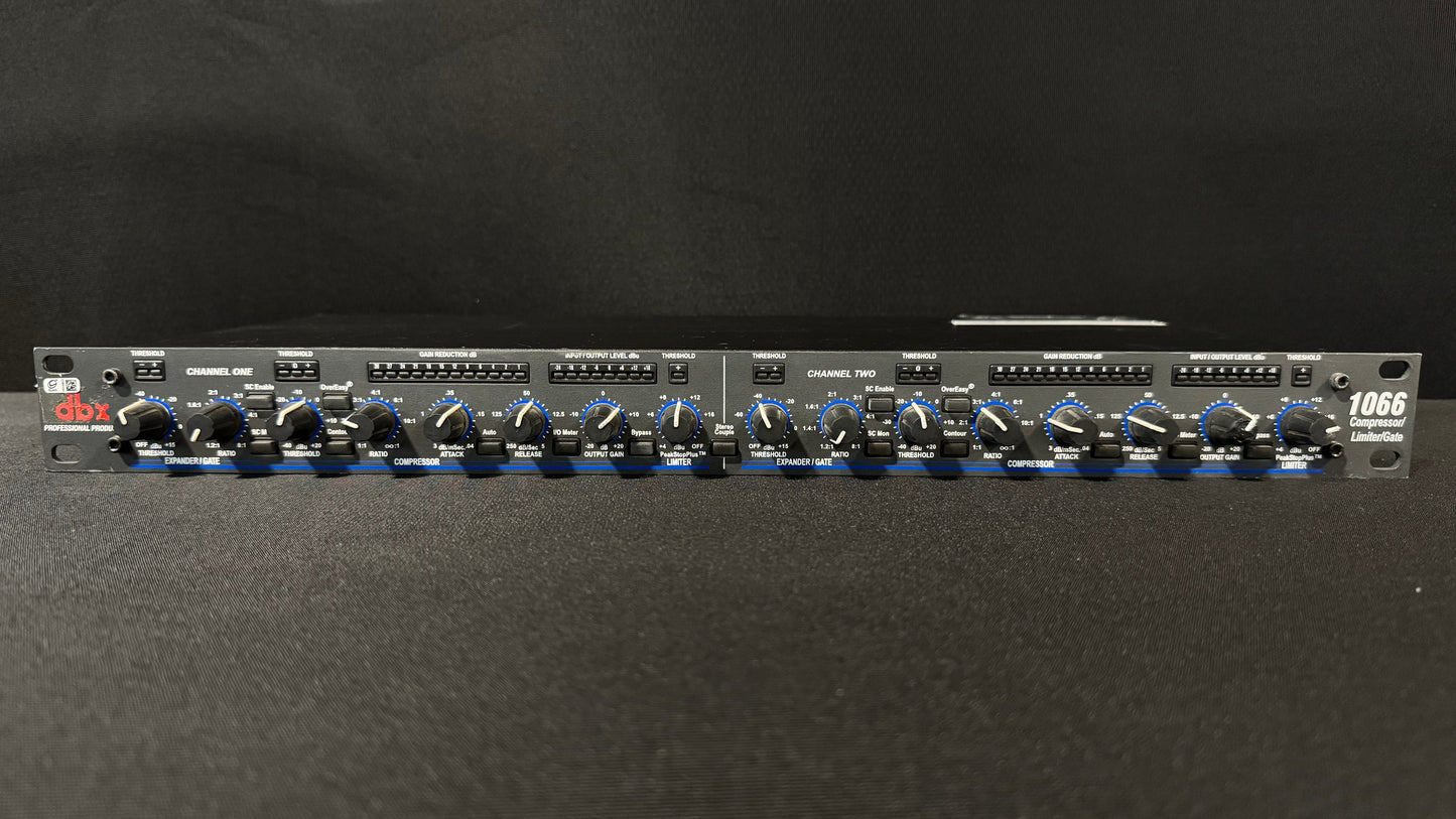 dbx 1066 2 Channel Compressor/Limiter/Gate, dbx 1066, dbx 1066 Compressor, dbx Compressor/Limiter, dbx 1066 2 Channel. We Sell Professional Audio Equipment. Audio Systems, Amplifiers, Consoles, Mixers, Electronics, Entertainment, Live Sound.

