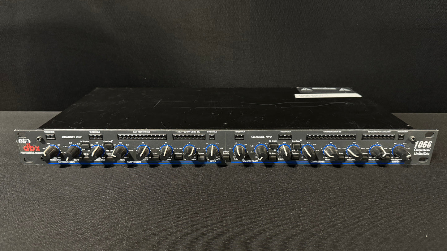 dbx 1066 2 Channel Compressor/Limiter/Gate, dbx 1066, dbx 1066 Compressor, dbx Compressor/Limiter, dbx 1066 2 Channel. We Sell Professional Audio Equipment. Audio Systems, Amplifiers, Consoles, Mixers, Electronics, Entertainment, Live Sound.