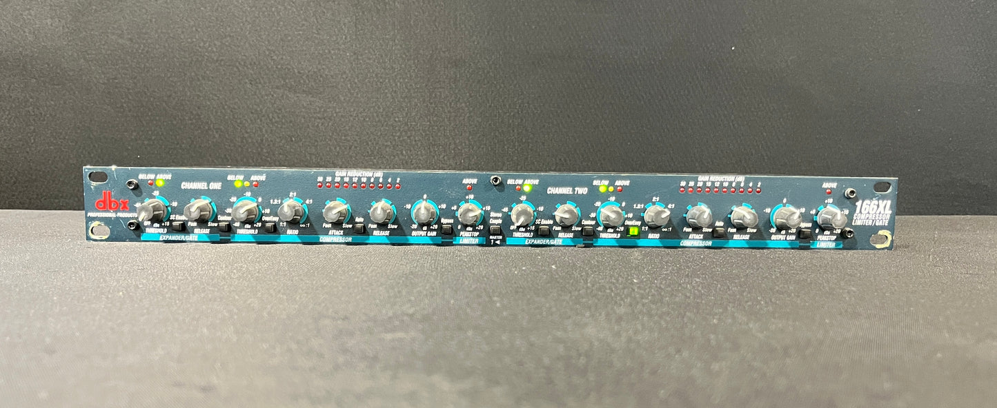 dbx 166XL Compressor/Limiter/Gate, dbx 166XL, dbx Compressor, dbx Rack Effects, 166XL Compressor. We Sell Professional Audio Equipment. Audio Systems, Amplifiers, Consoles, Mixers, Electronics, Entertainment, Live Sound.
