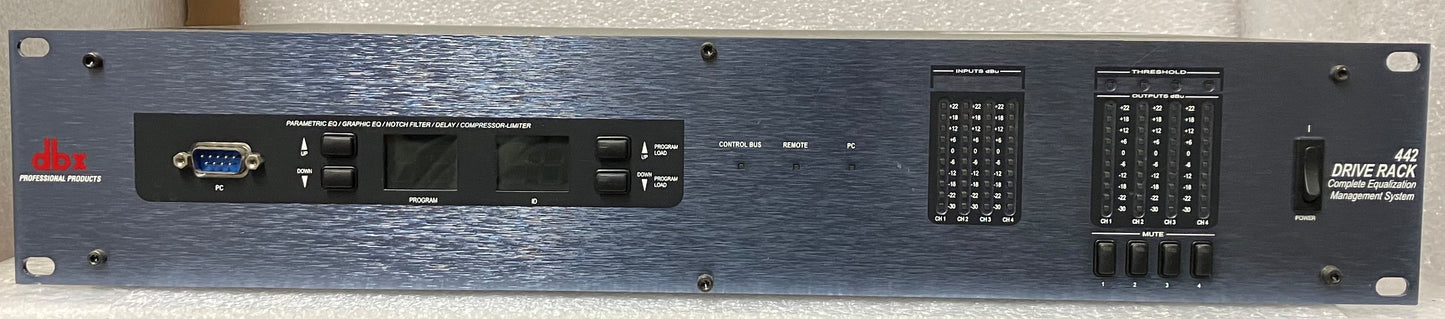 dbx DriveRack 442 Loudspeaker Management System, dbx Drive Rack, dbx Driverack 442, dbx system processor, We Sell Professional Audio Equipment. Audio Systems, Amplifiers, Consoles, Mixers, Electronics, Entertainment, Live Sound