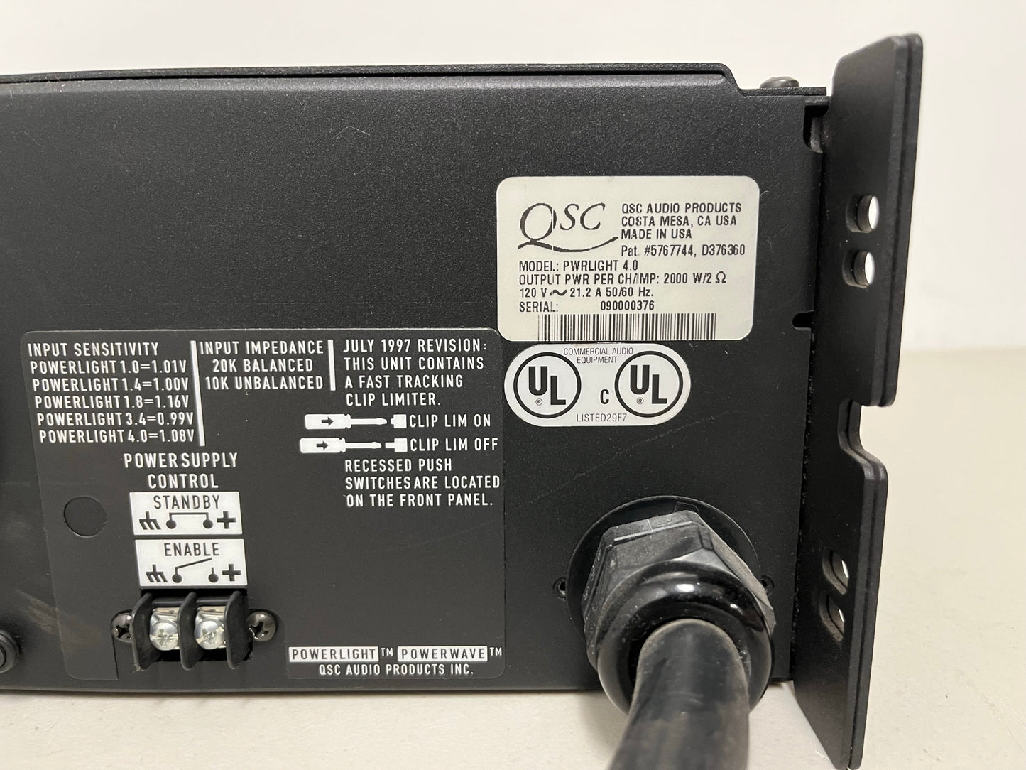 Used QSC PowerLight 4.0 Pro Audio Power Amplifier 4000W for Sale. We Sell Professional Audio Equipment. Audio Systems, Amplifiers, Consoles, Mixers, Electronics, Entertainment, Sound, Live